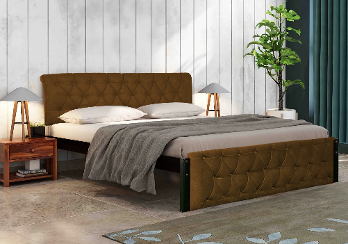 Eden Upholstered Double Bed & Mattress Combo (Brown)